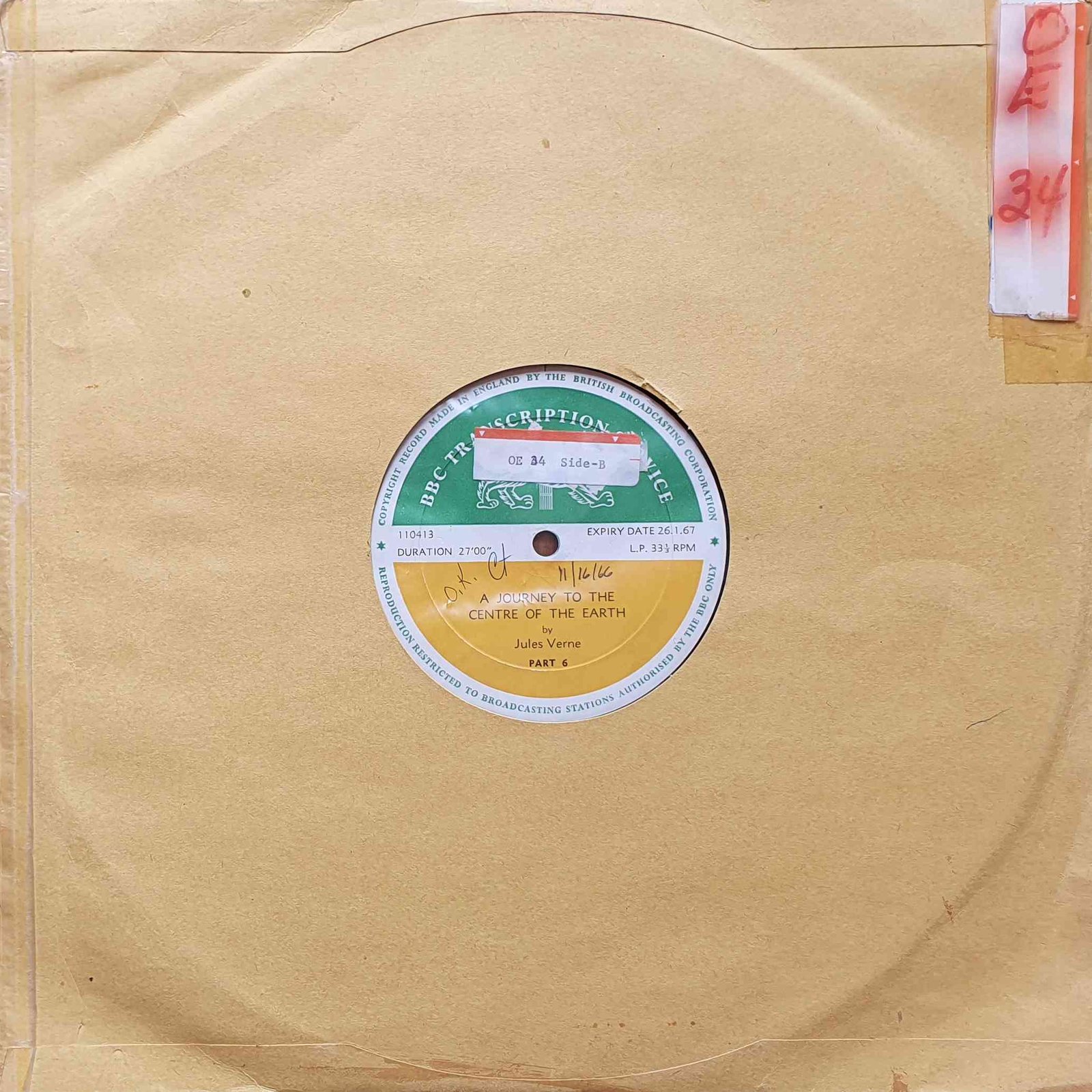 110412 A journey to the centre of the Earth - Parts 5 & 6 Jules Verne from the BBC records and Tapes library Back cover of 110412